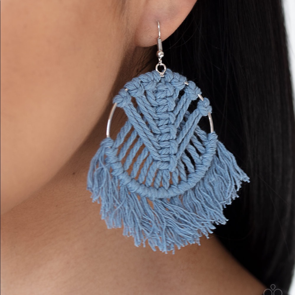 Blue Macrame Earrings